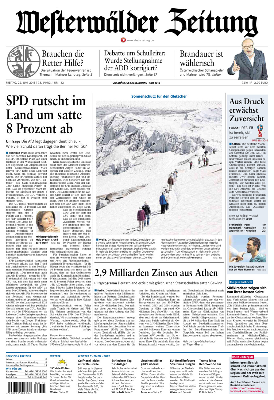 Westerwälder Zeitung vom Freitag, 22.06.2018