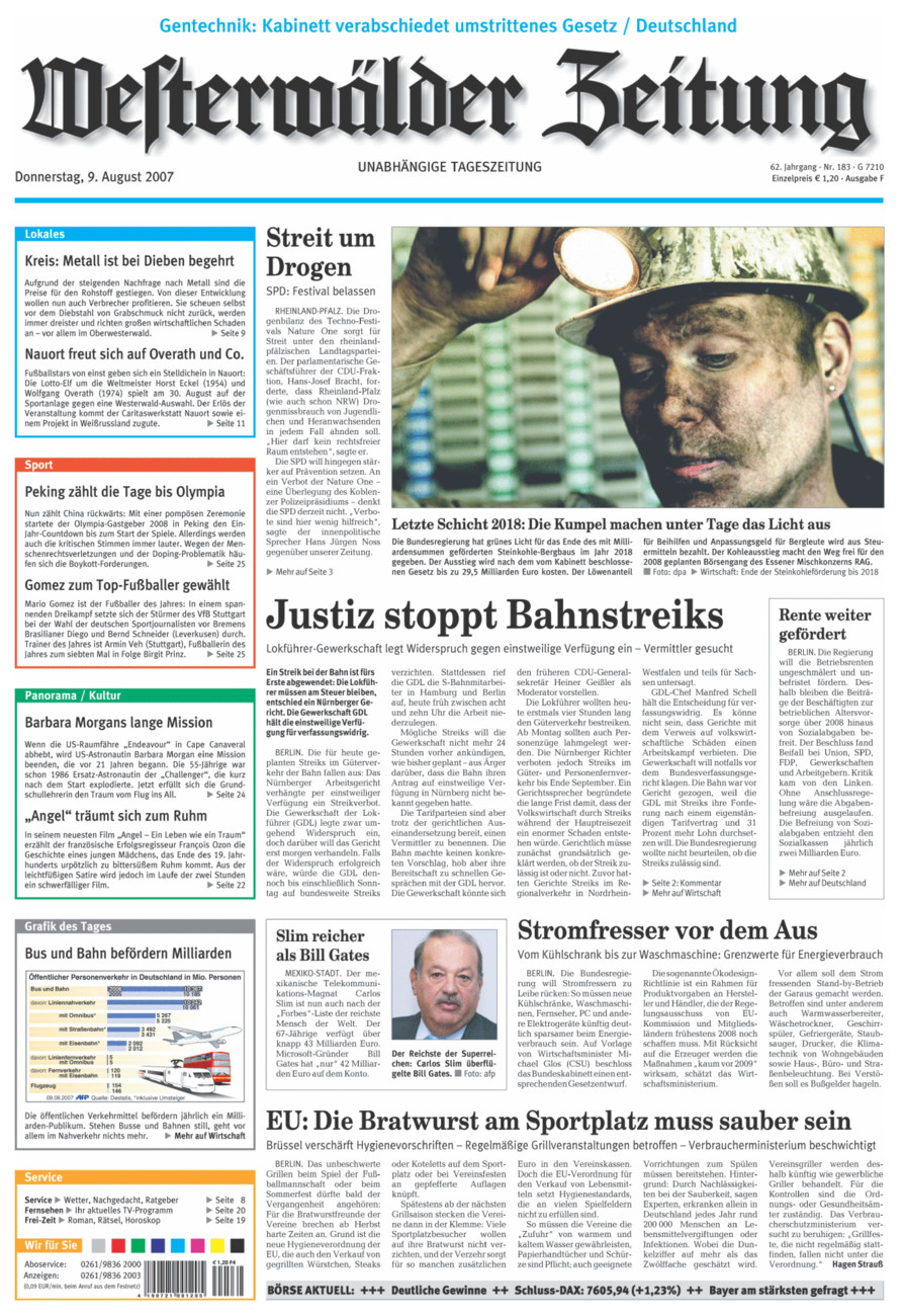 Westerwälder Zeitung vom Donnerstag, 09.08.2007