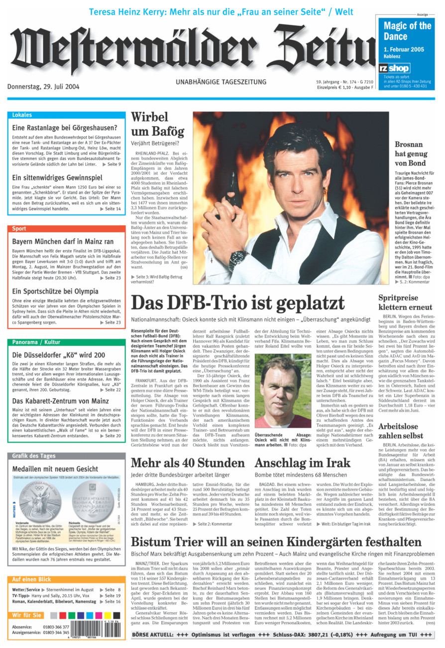 Westerwälder Zeitung vom Donnerstag, 29.07.2004