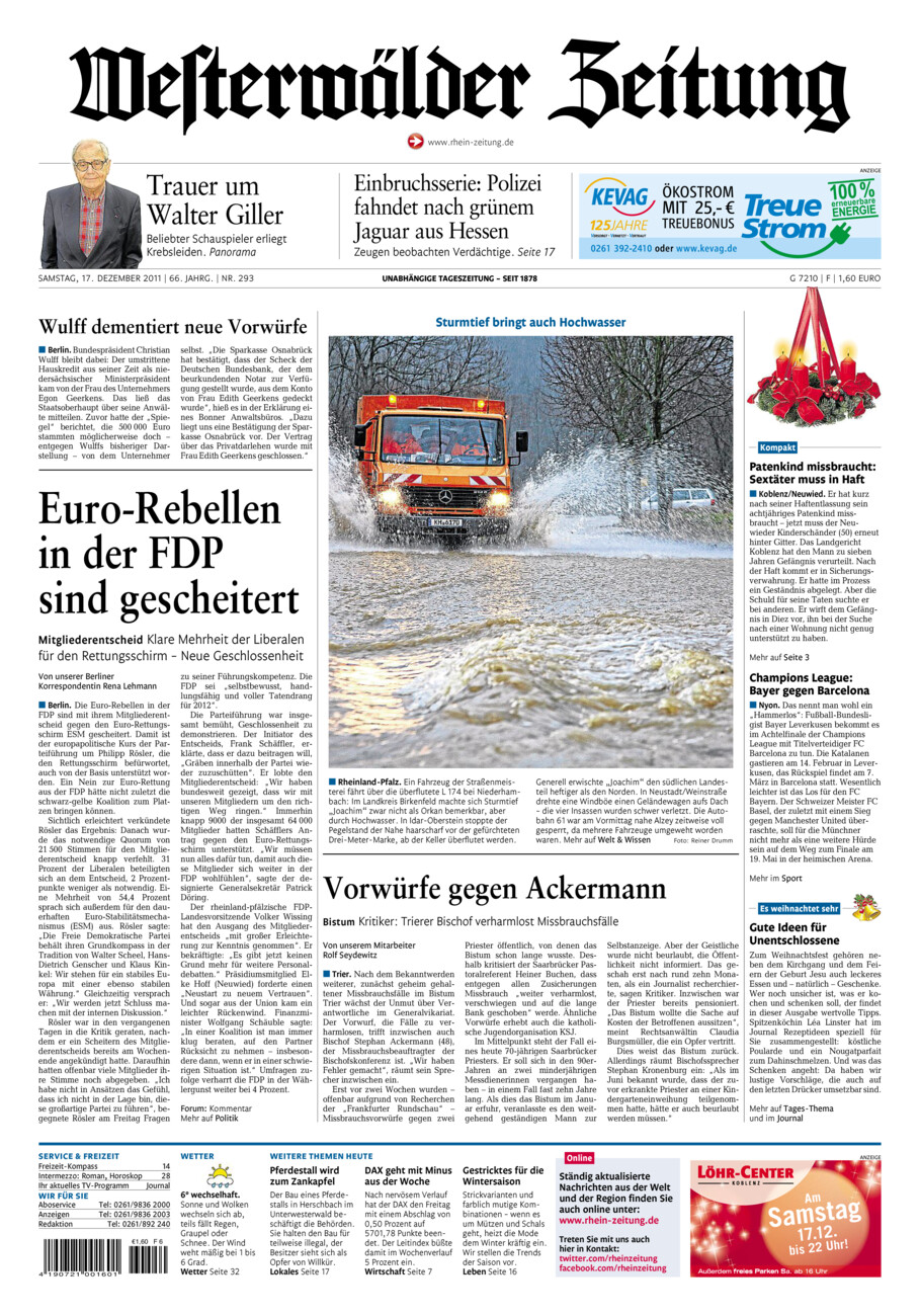 Westerwälder Zeitung vom Samstag, 17.12.2011
