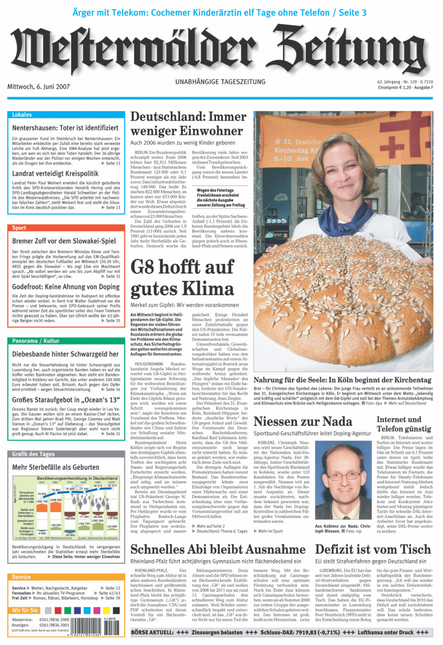 Westerwälder Zeitung vom Mittwoch, 06.06.2007