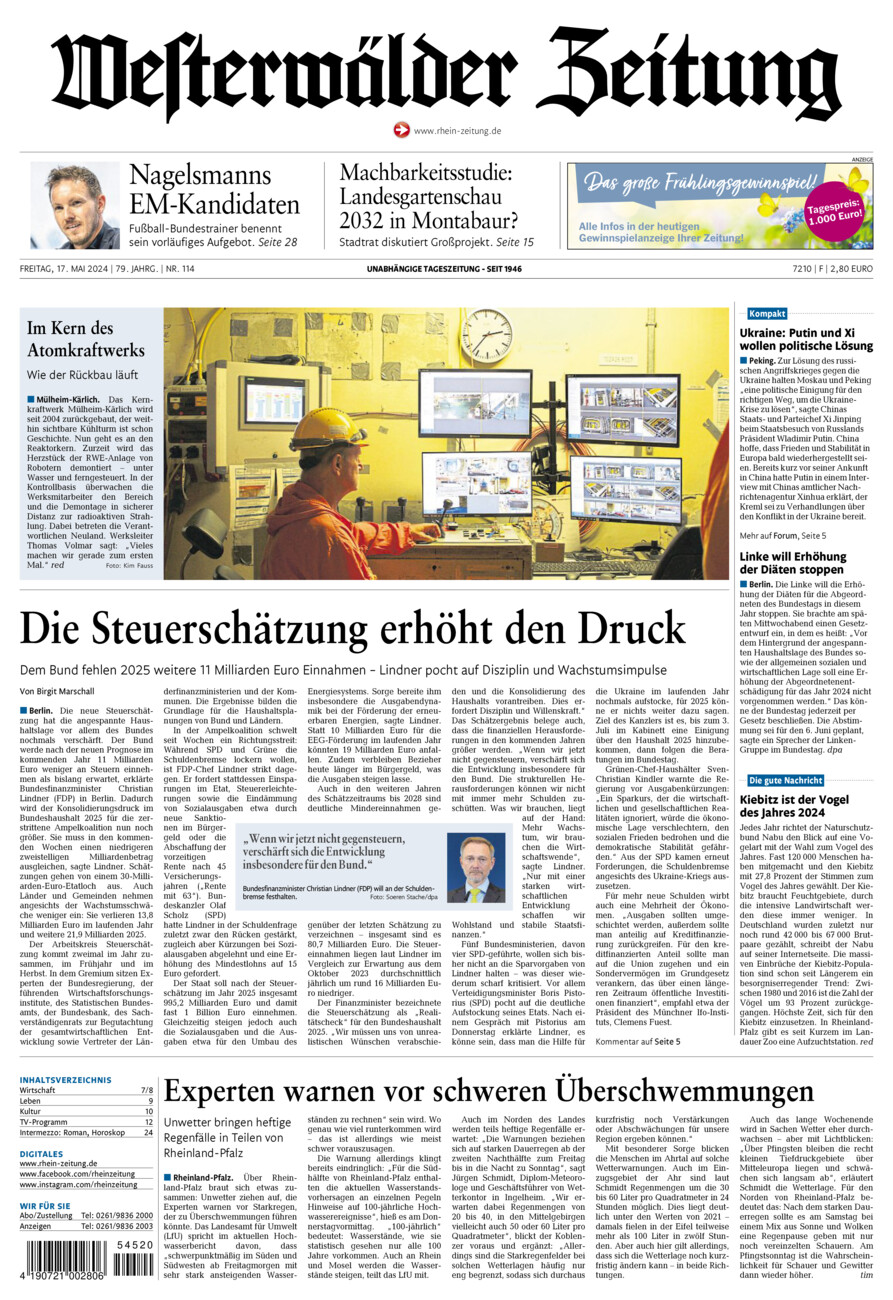 Westerwälder Zeitung vom Freitag, 17.05.2024