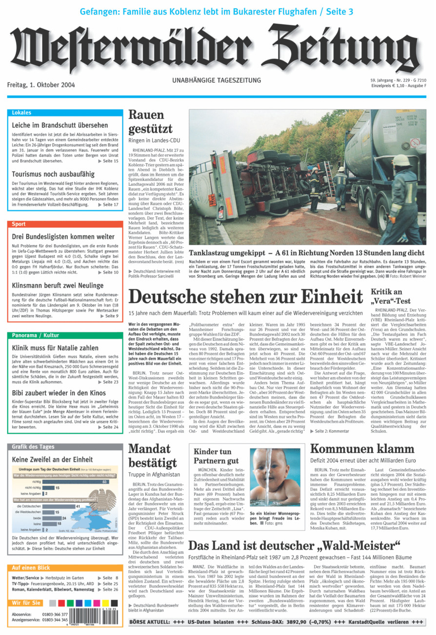 Westerwälder Zeitung vom Freitag, 01.10.2004