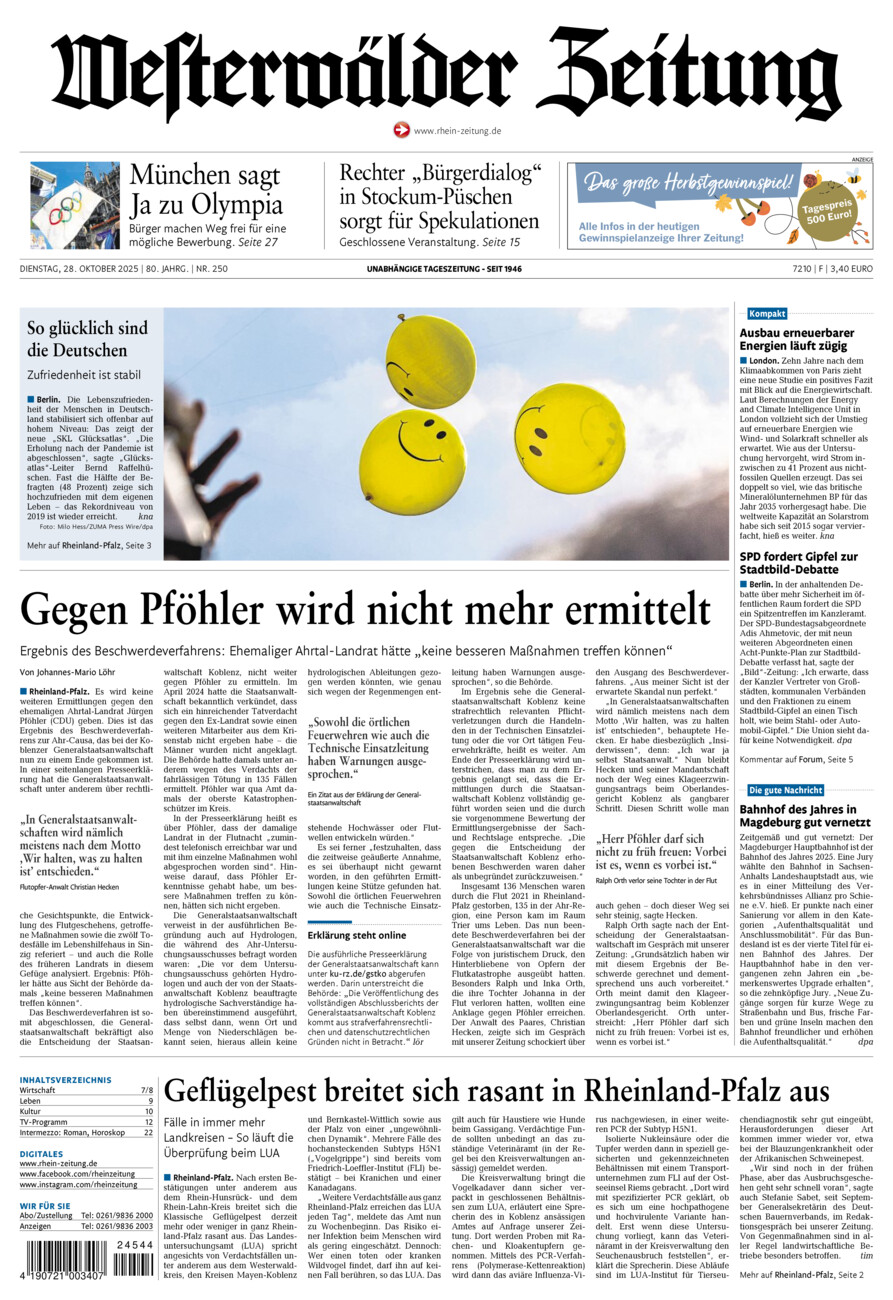 Westerwälder Zeitung vom Dienstag, 28.10.2025