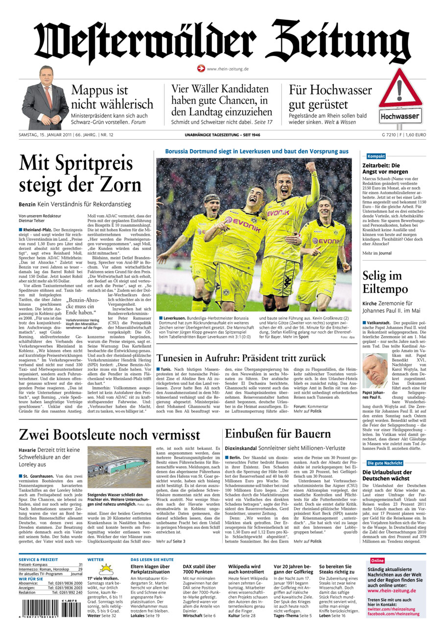 Westerwälder Zeitung vom Samstag, 15.01.2011