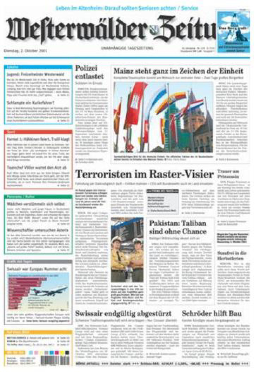 Westerwälder Zeitung vom Dienstag, 02.10.2001