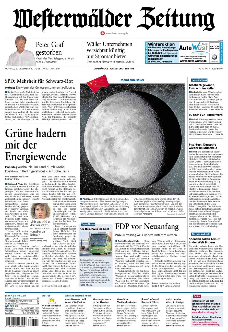 Westerwälder Zeitung vom Montag, 02.12.2013