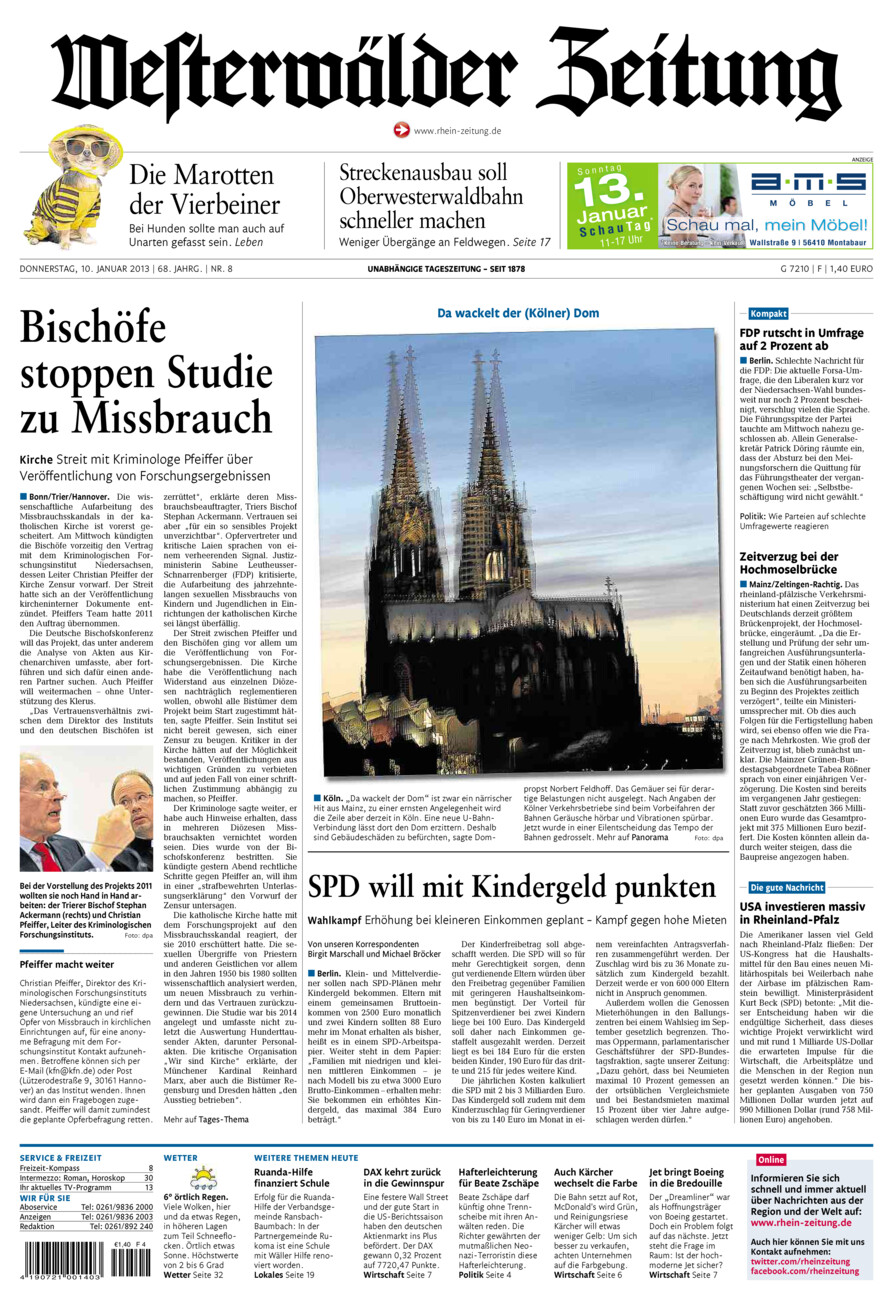 Westerwälder Zeitung vom Donnerstag, 10.01.2013