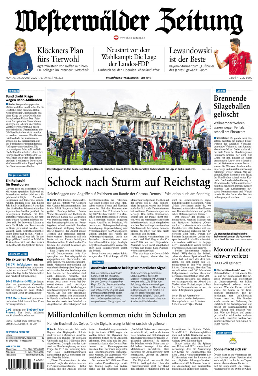 Westerwälder Zeitung vom Montag, 31.08.2020