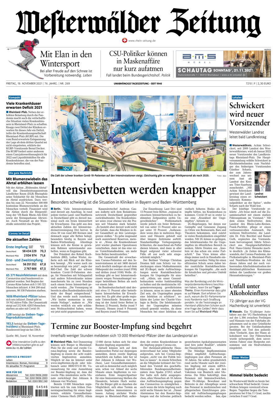 Westerwälder Zeitung vom Freitag, 19.11.2021