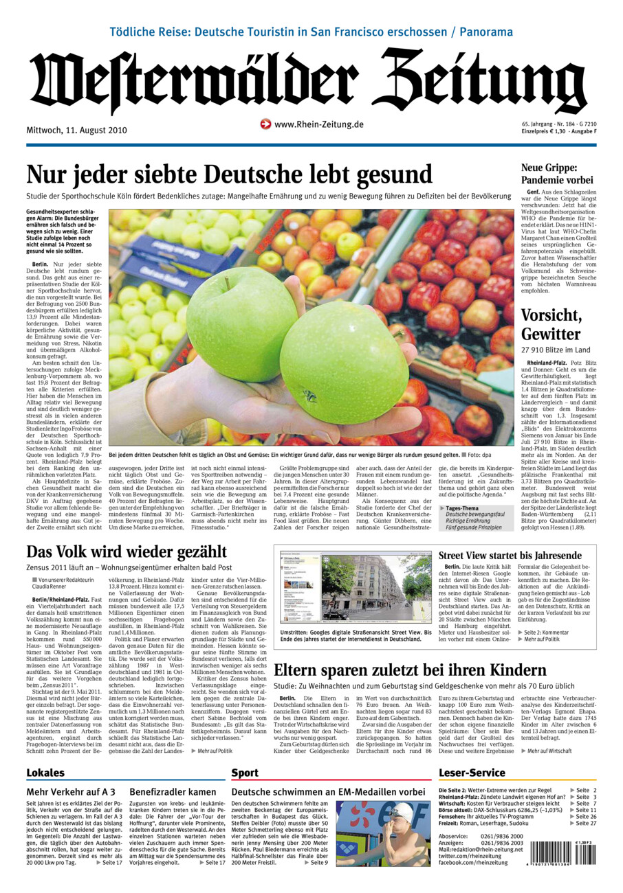 Westerwälder Zeitung vom Mittwoch, 11.08.2010