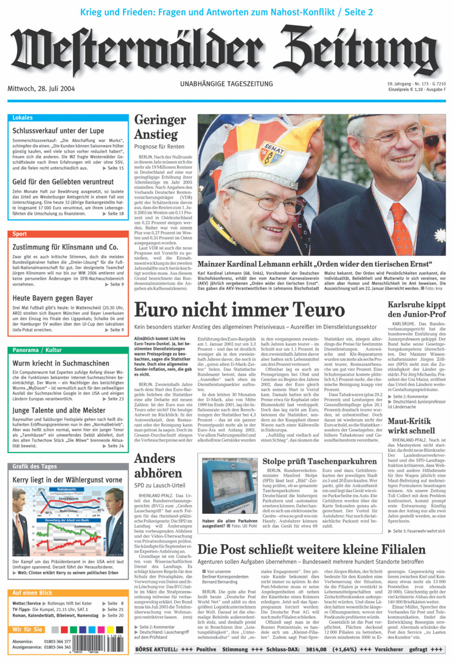 Westerwälder Zeitung vom Mittwoch, 28.07.2004