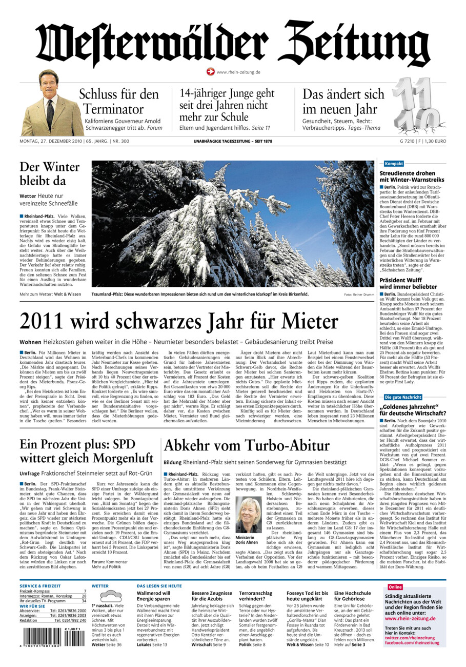 Westerwälder Zeitung vom Montag, 27.12.2010