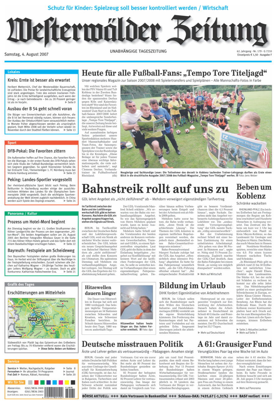 Westerwälder Zeitung vom Samstag, 04.08.2007