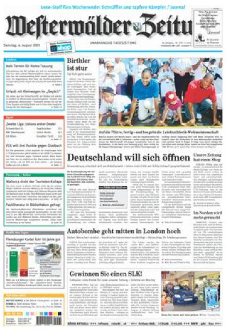 Westerwälder Zeitung vom Samstag, 04.08.2001