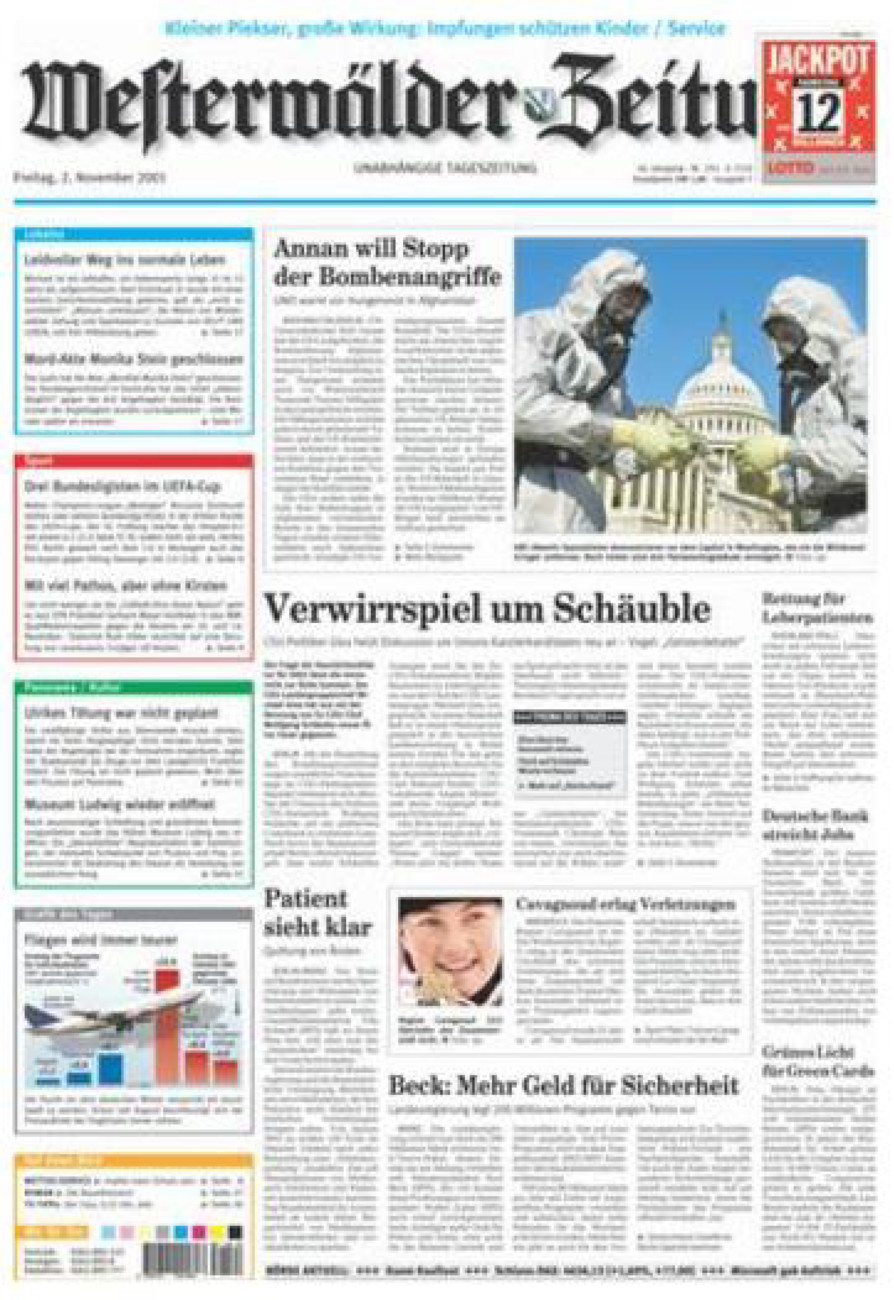 Westerwälder Zeitung vom Freitag, 02.11.2001