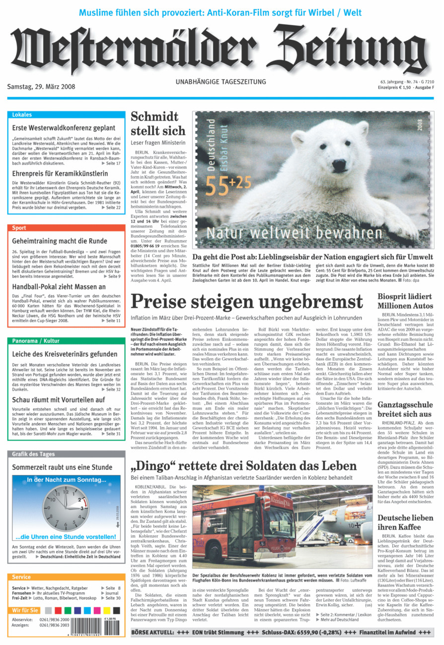 Westerwälder Zeitung vom Samstag, 29.03.2008