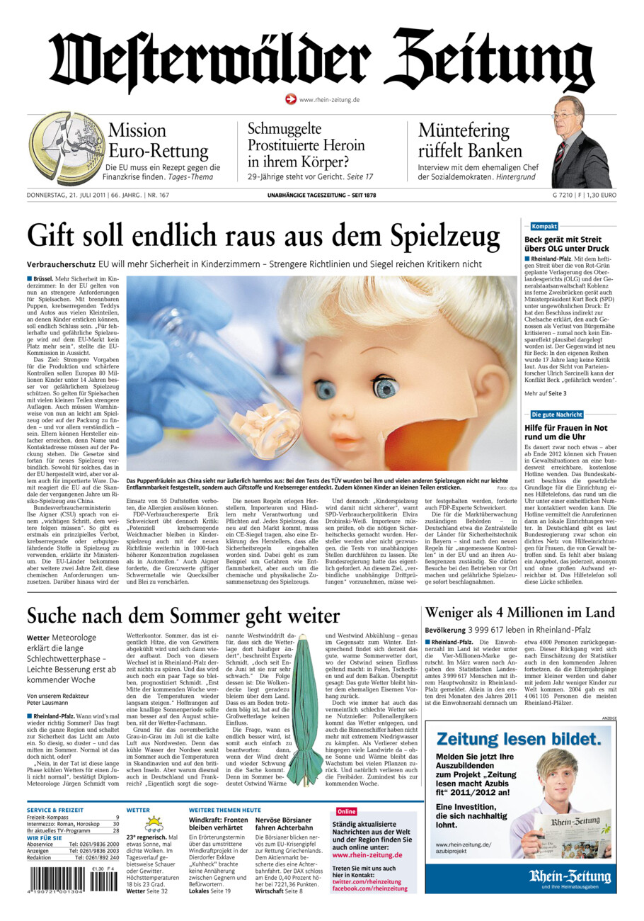 Westerwälder Zeitung vom Donnerstag, 21.07.2011