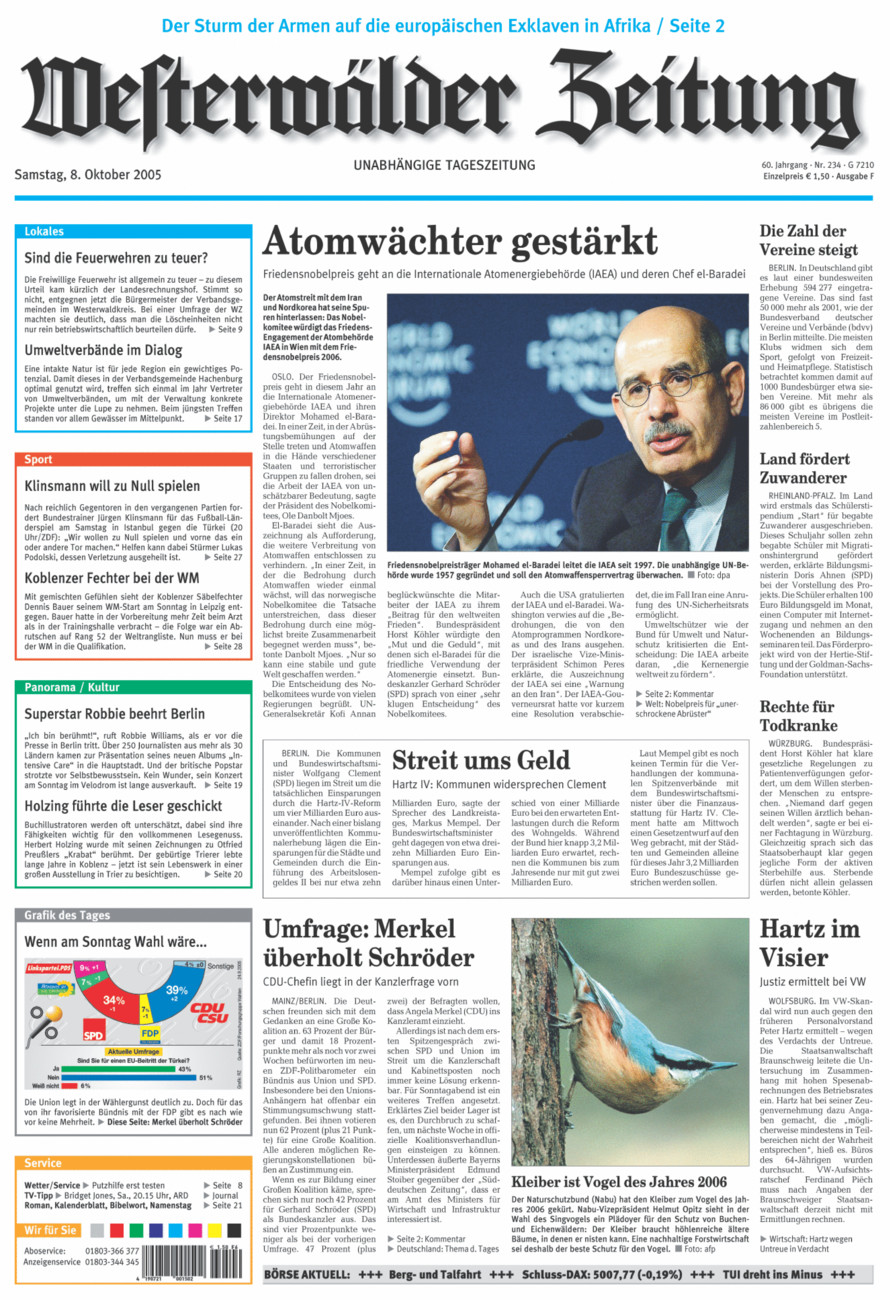 Westerwälder Zeitung vom Samstag, 08.10.2005