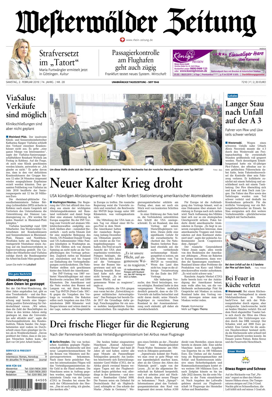 Westerwälder Zeitung vom Samstag, 02.02.2019