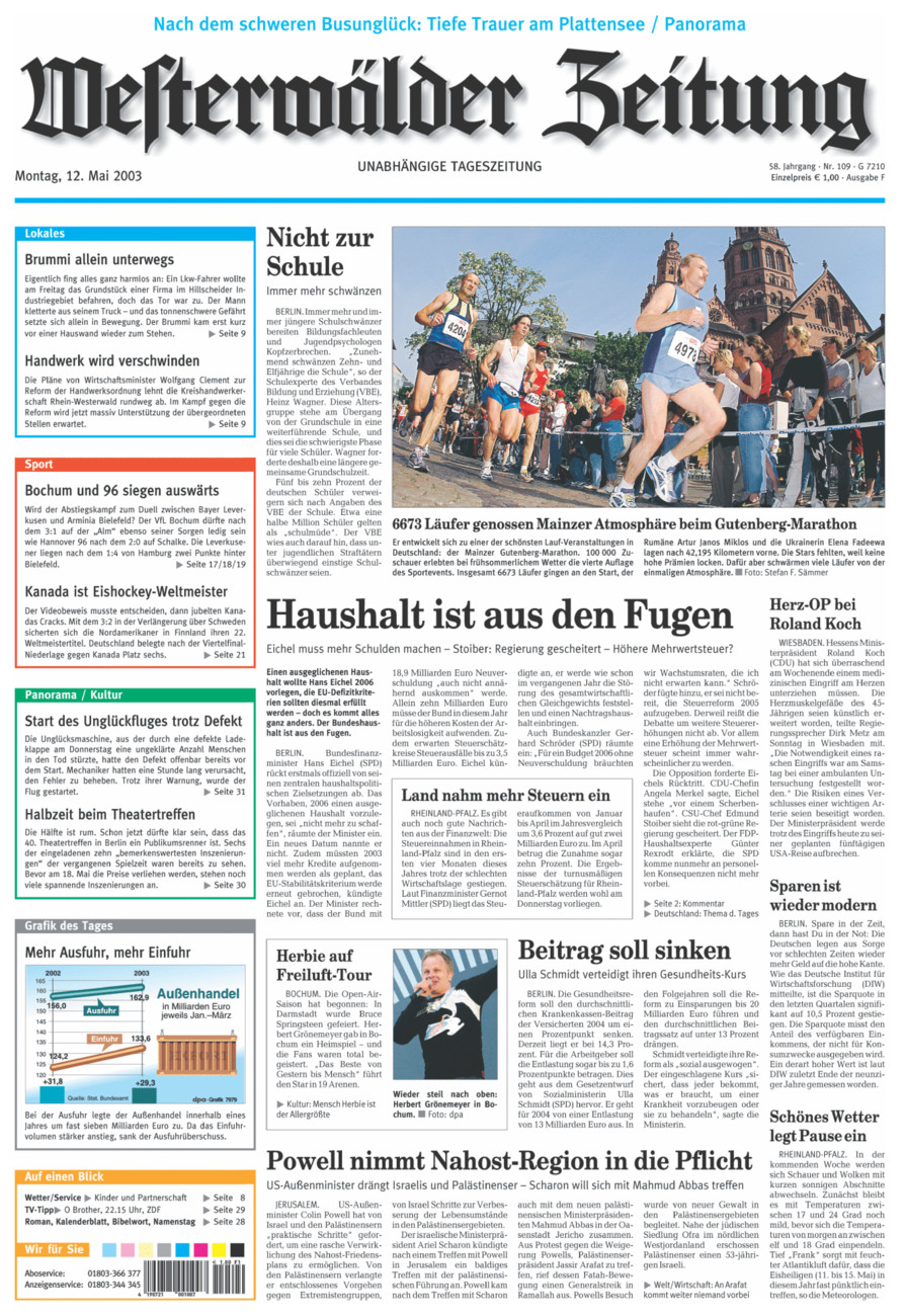Westerwälder Zeitung vom Montag, 12.05.2003