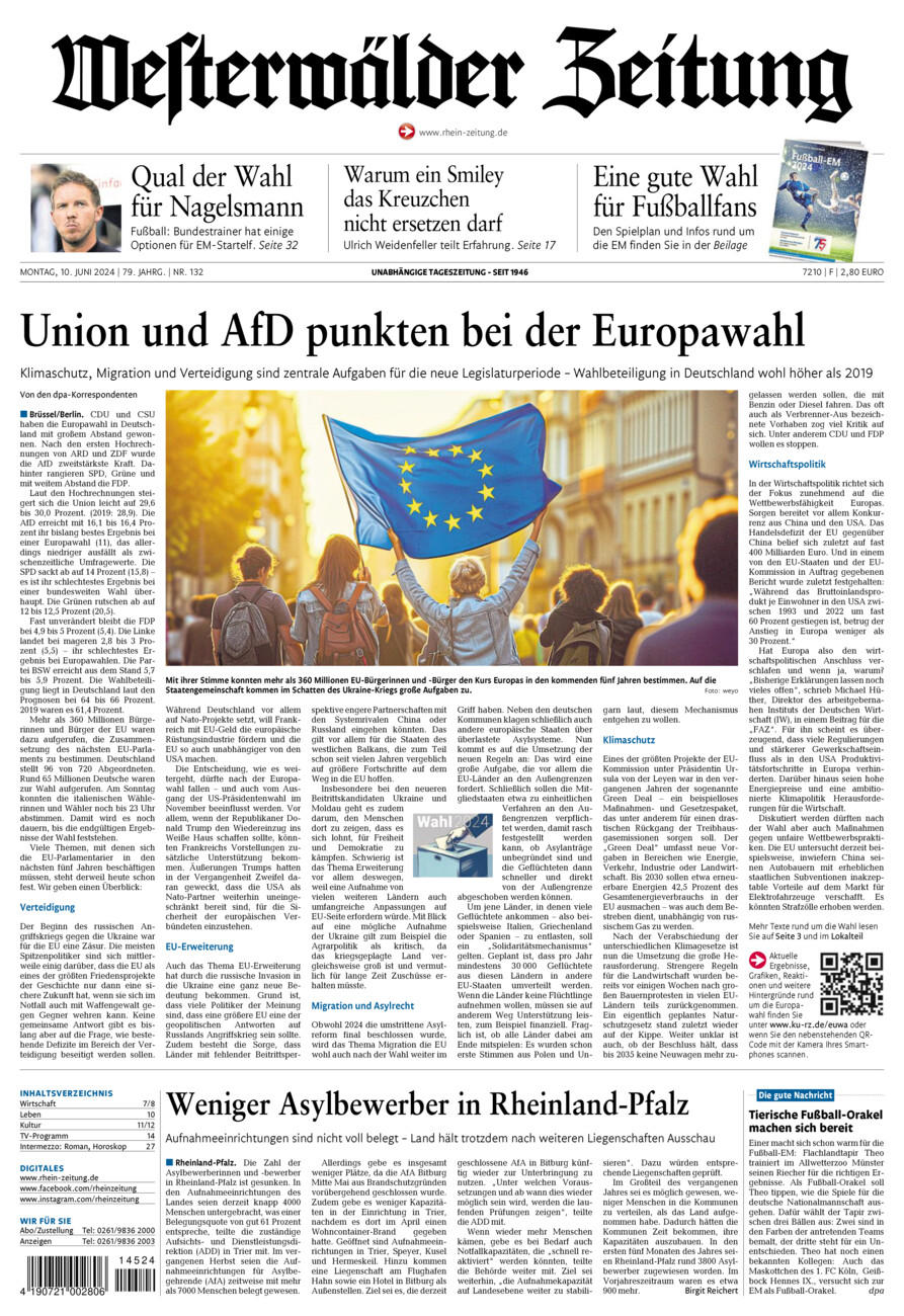 Westerwälder Zeitung vom Montag, 10.06.2024