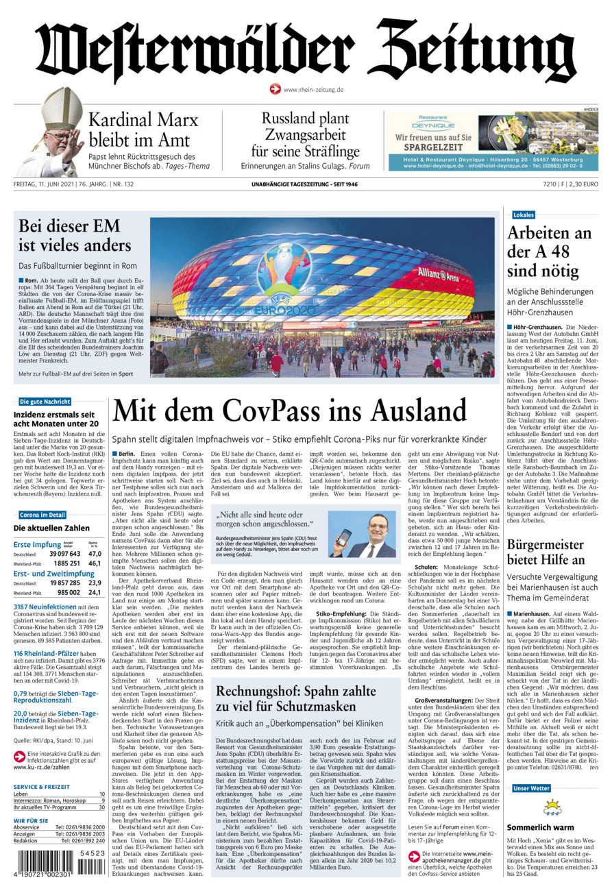 Westerwälder Zeitung vom Freitag, 11.06.2021