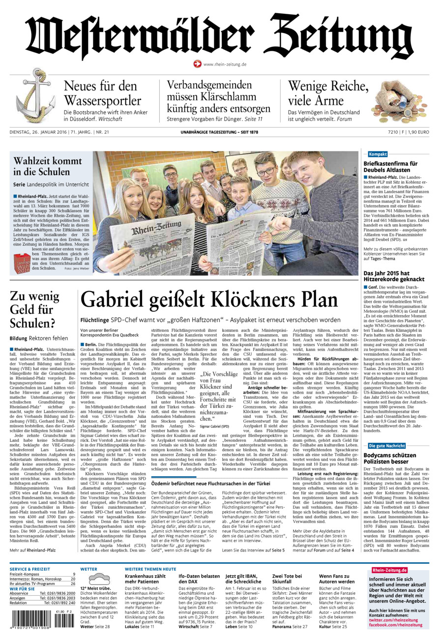 Westerwälder Zeitung vom Dienstag, 26.01.2016