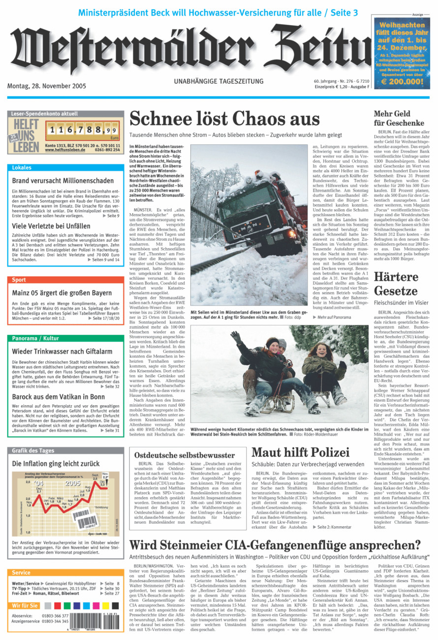 Westerwälder Zeitung vom Montag, 28.11.2005