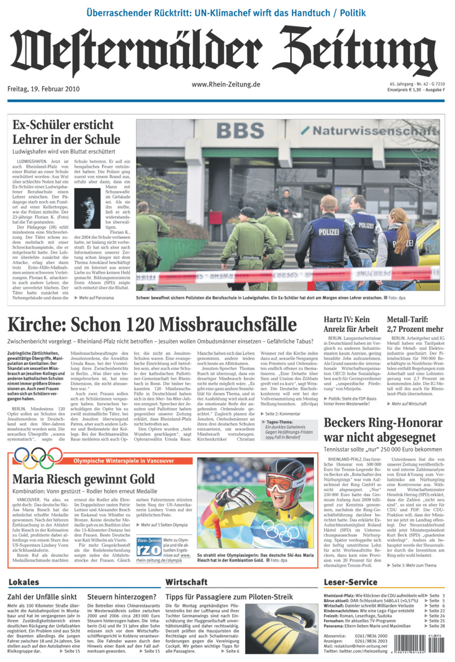 Westerwälder Zeitung vom Freitag, 19.02.2010