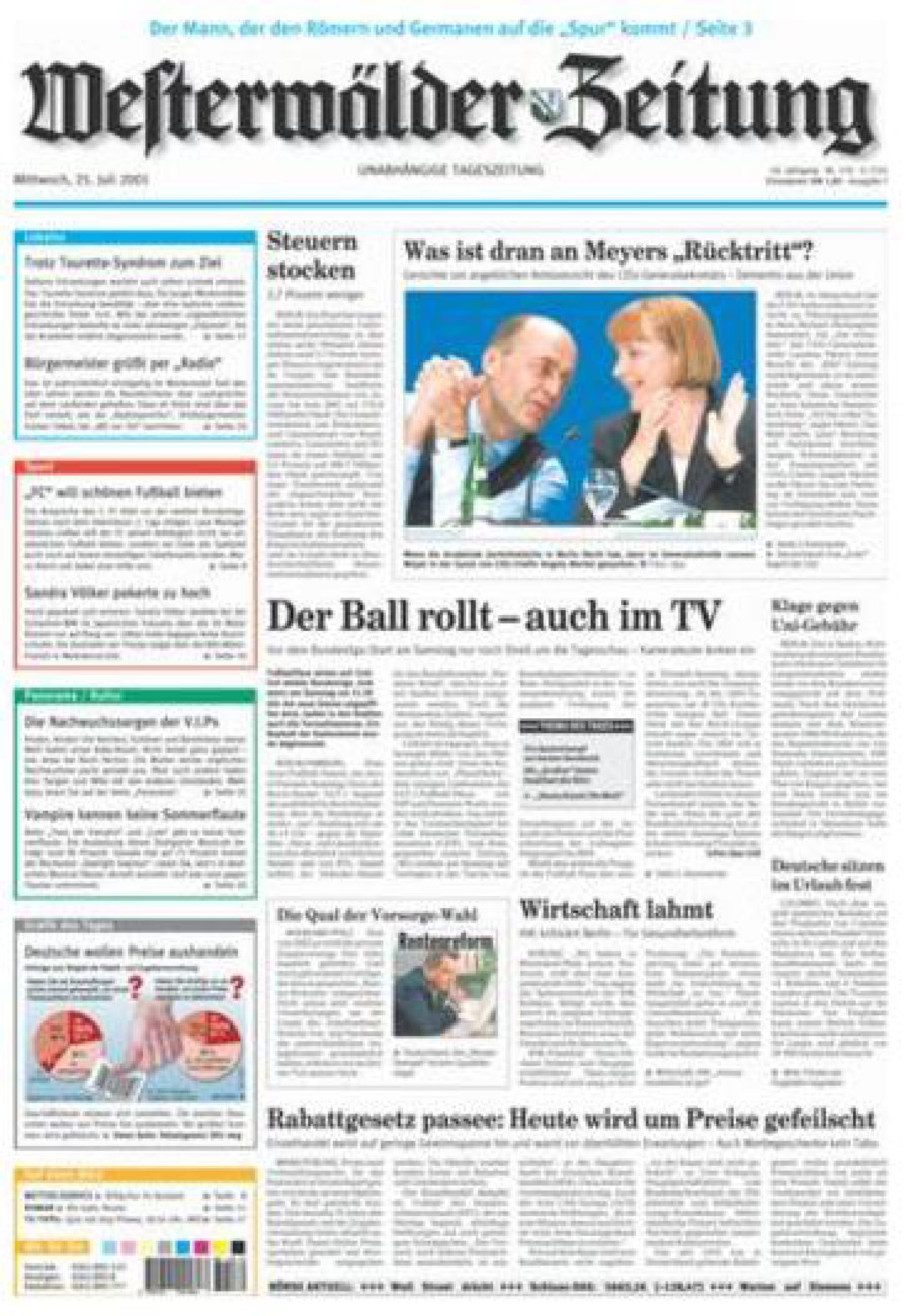 Westerwälder Zeitung vom Mittwoch, 25.07.2001