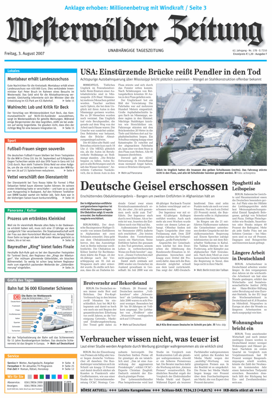 Westerwälder Zeitung vom Freitag, 03.08.2007
