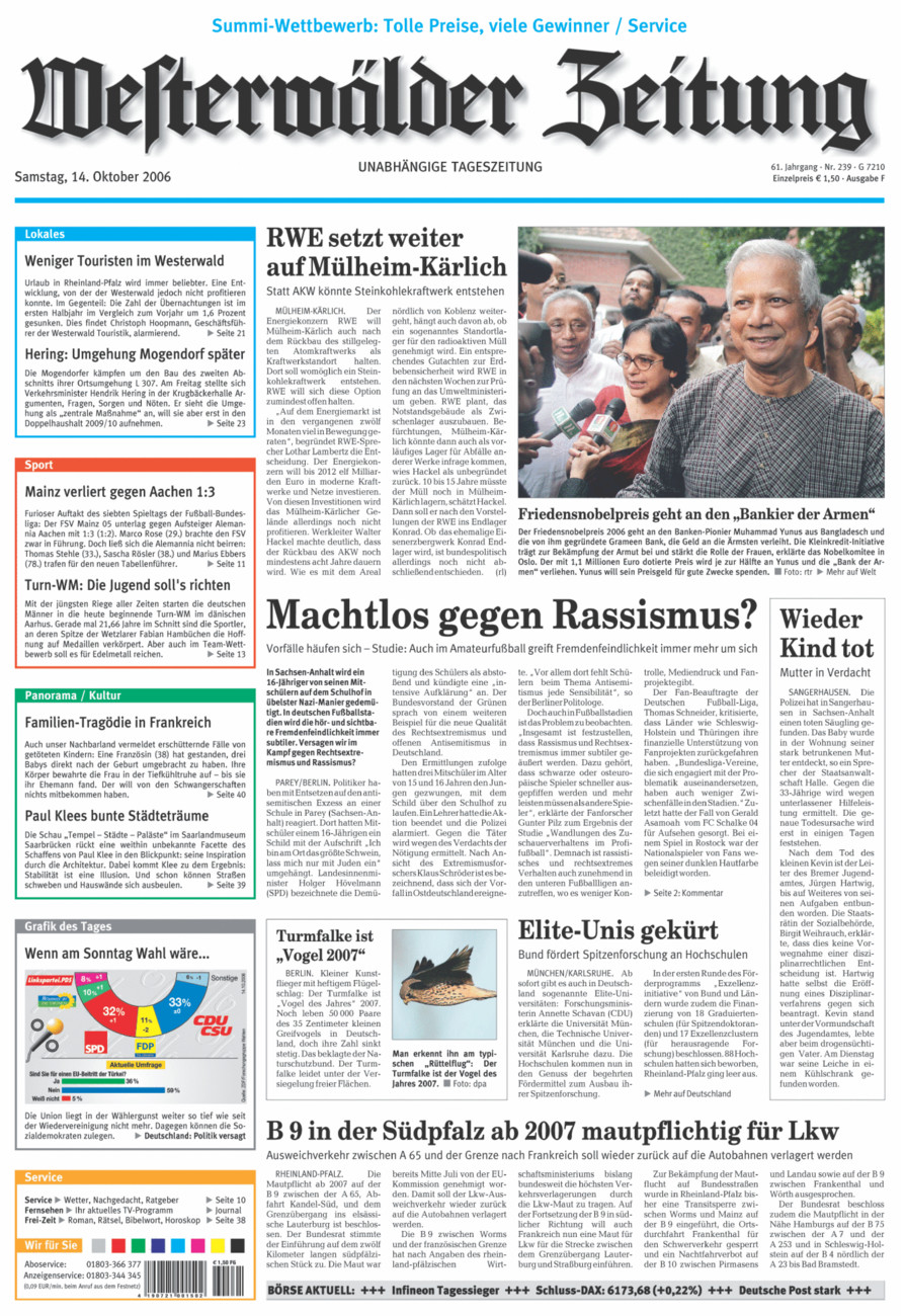 Westerwälder Zeitung vom Samstag, 14.10.2006