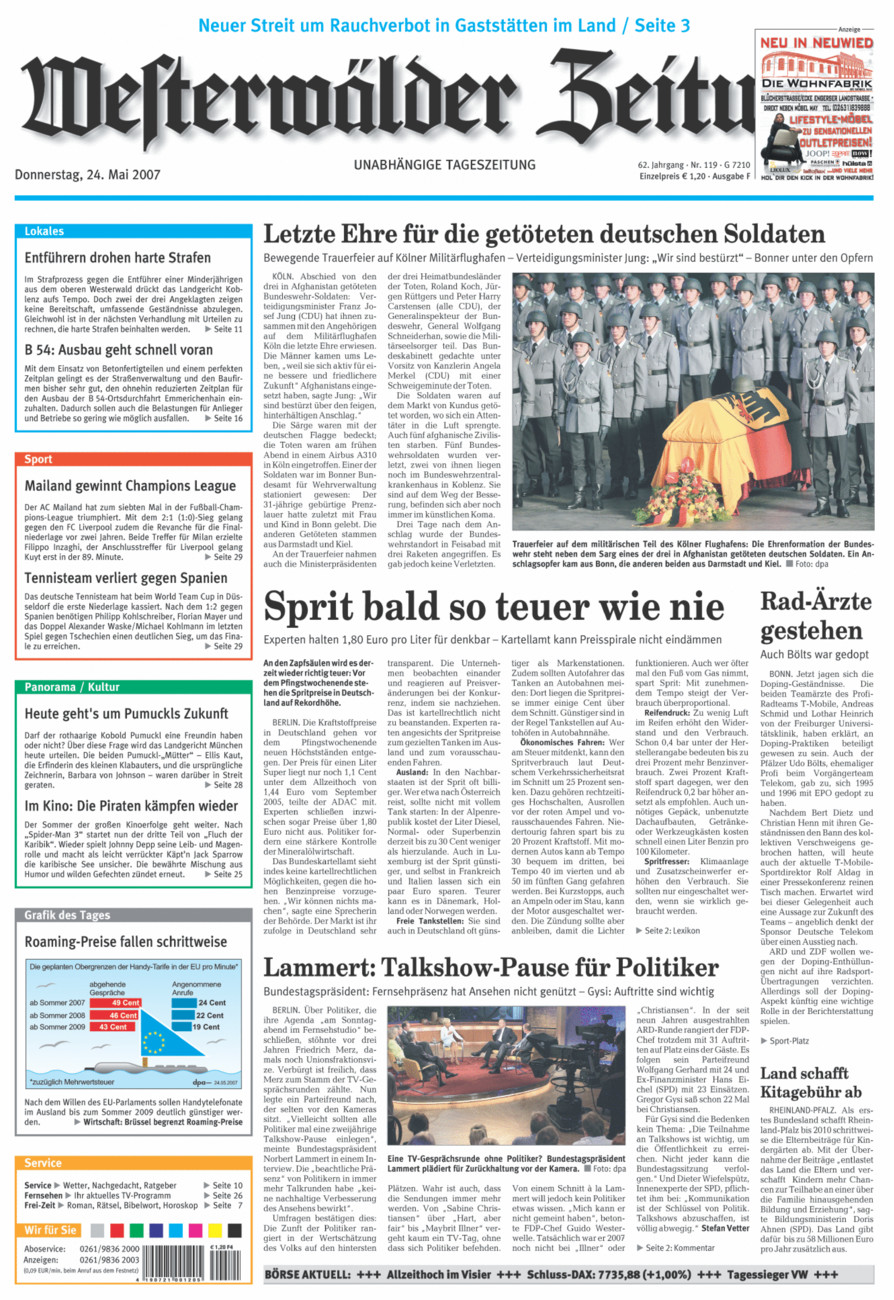 Westerwälder Zeitung vom Donnerstag, 24.05.2007