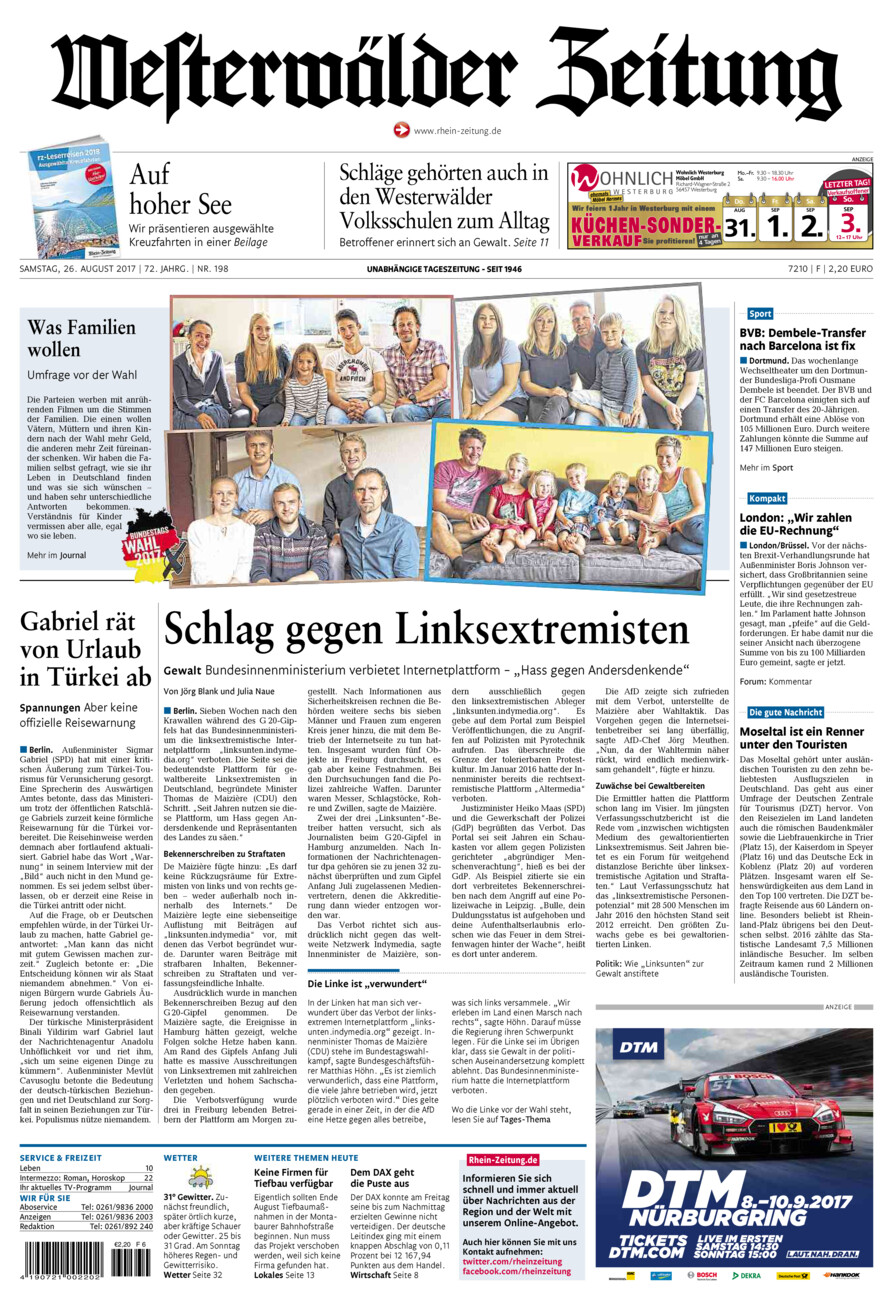 Westerwälder Zeitung vom Samstag, 26.08.2017