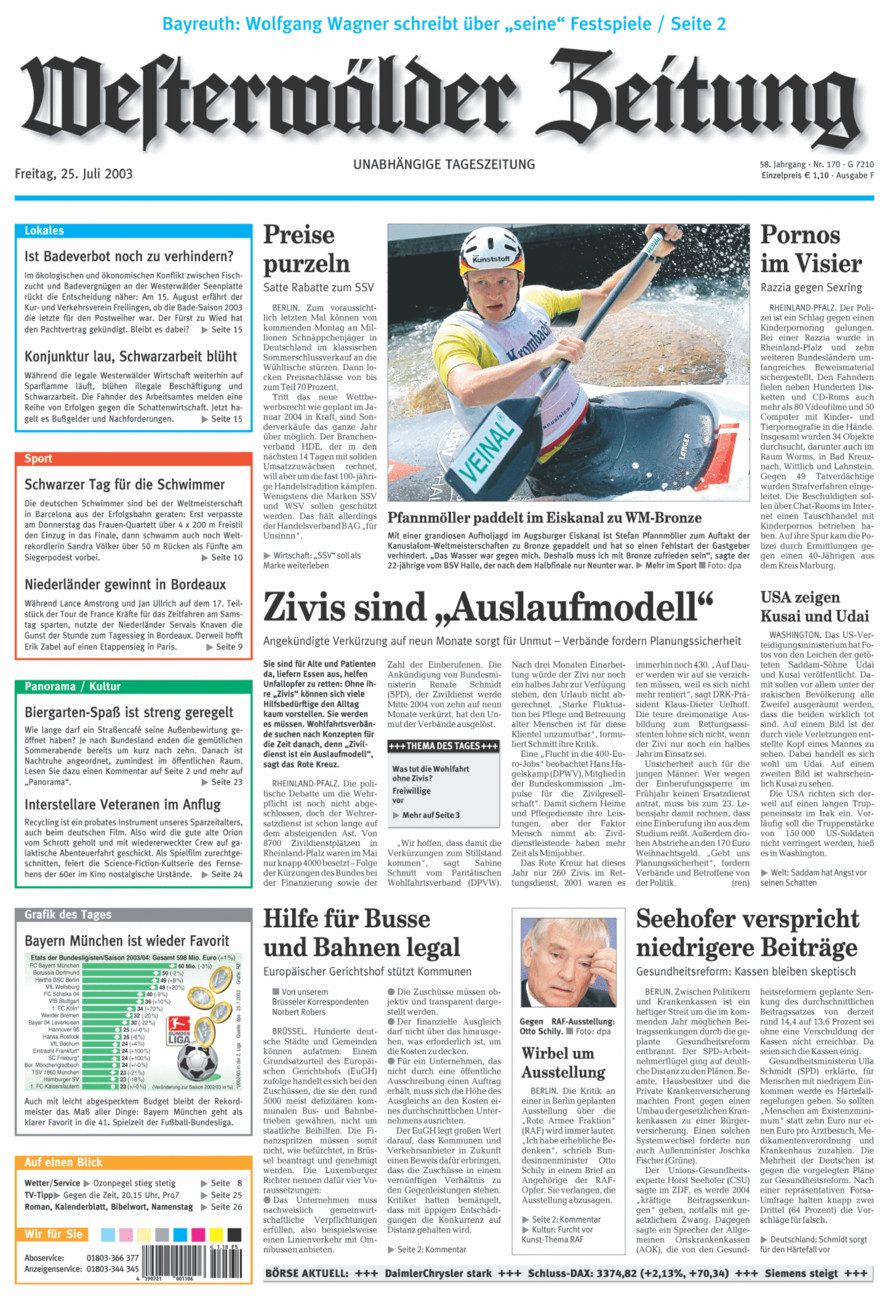 Westerwälder Zeitung vom Freitag, 25.07.2003