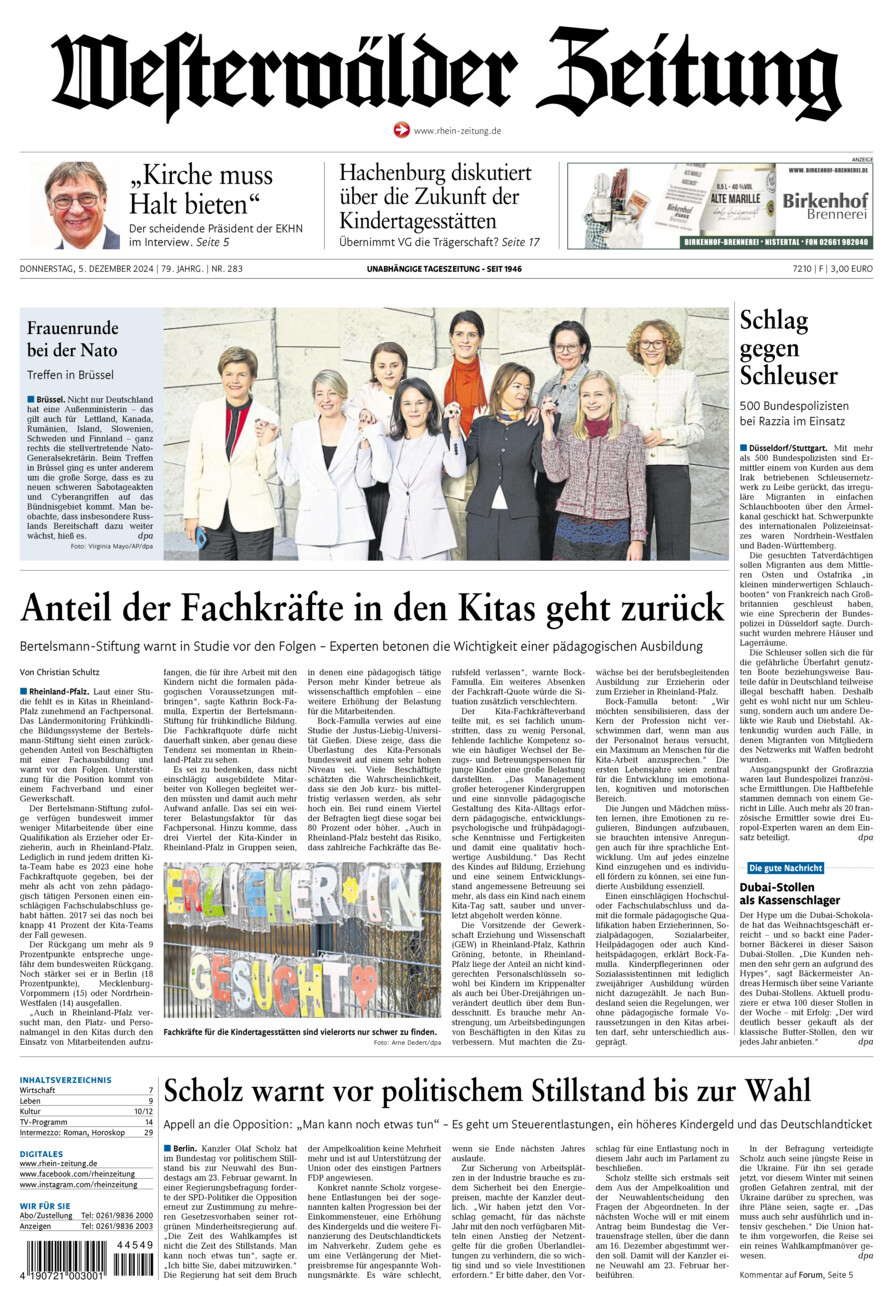 Westerwälder Zeitung vom Donnerstag, 05.12.2024