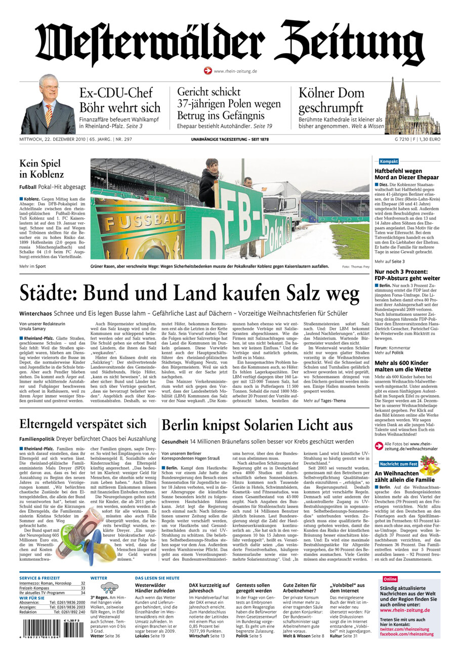 Westerwälder Zeitung vom Mittwoch, 22.12.2010
