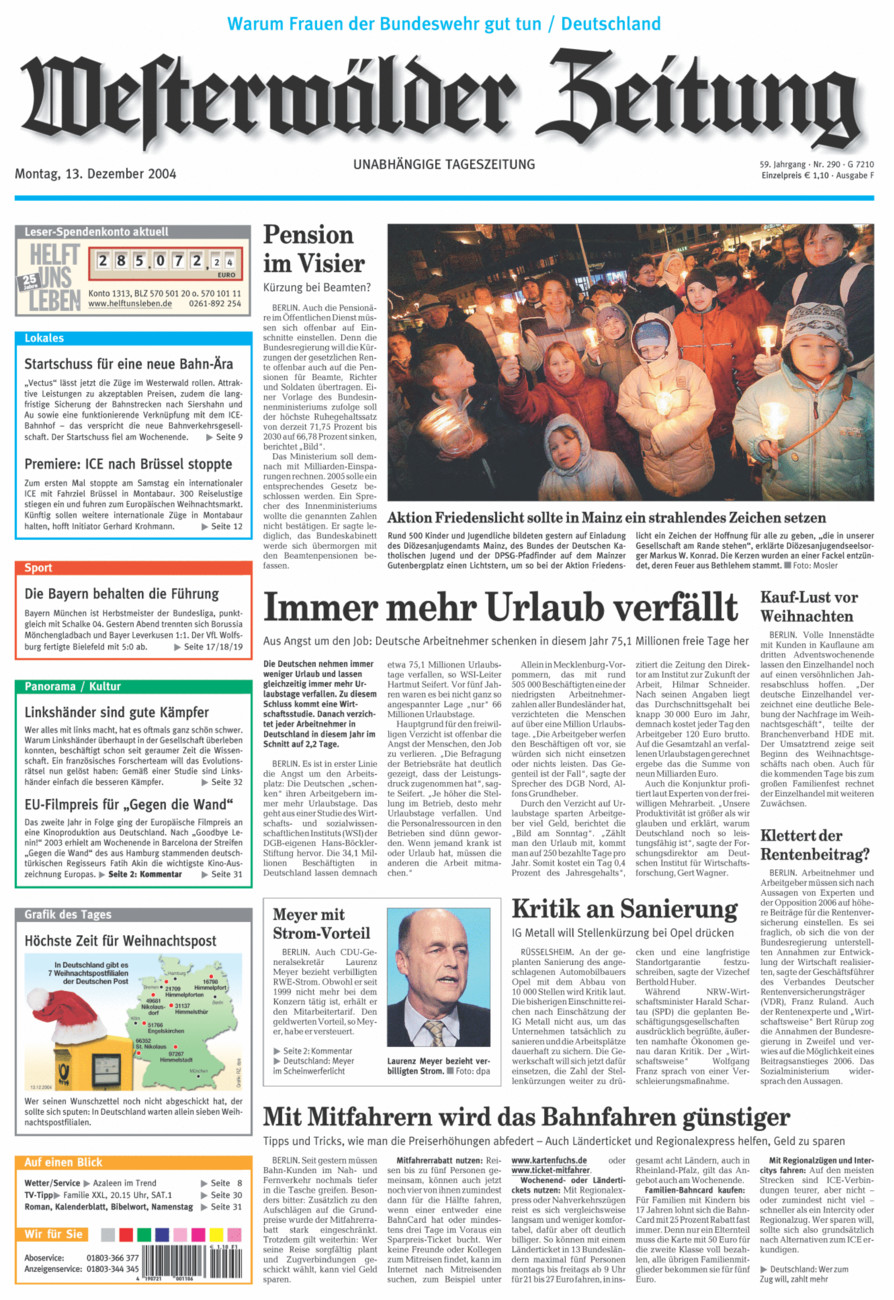 Westerwälder Zeitung vom Montag, 13.12.2004