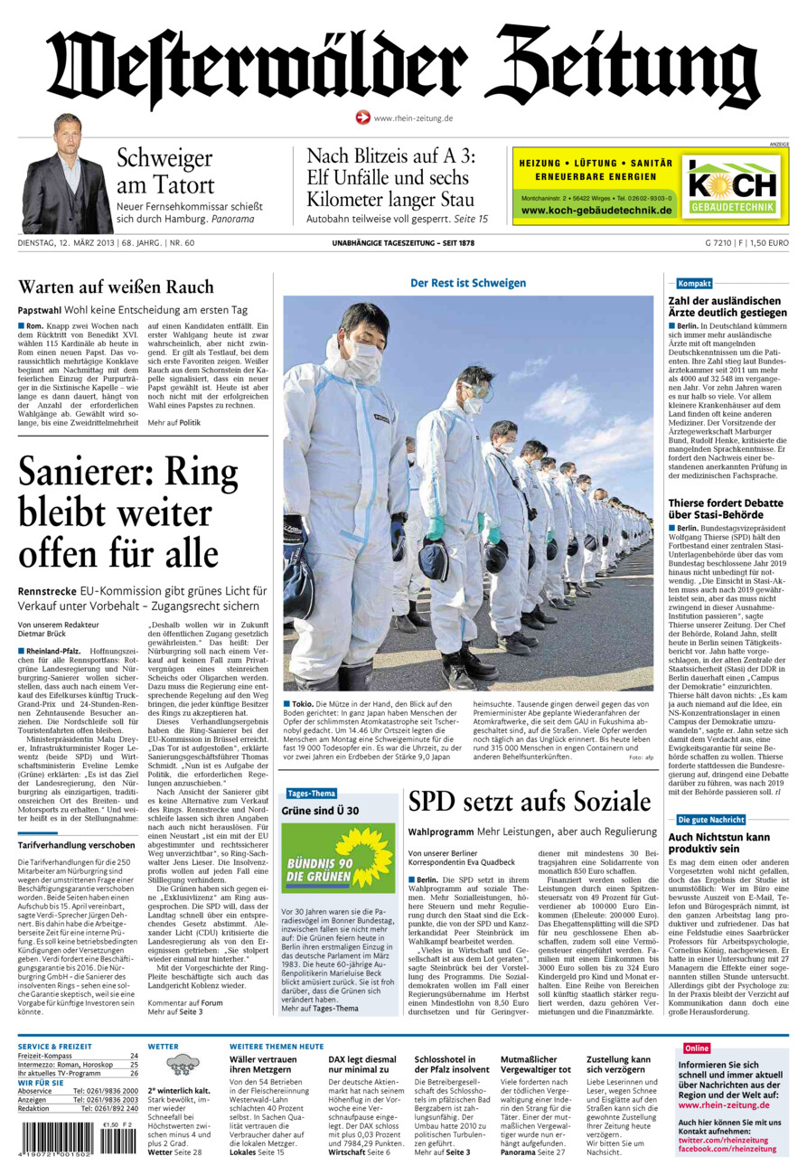 Westerwälder Zeitung vom Dienstag, 12.03.2013