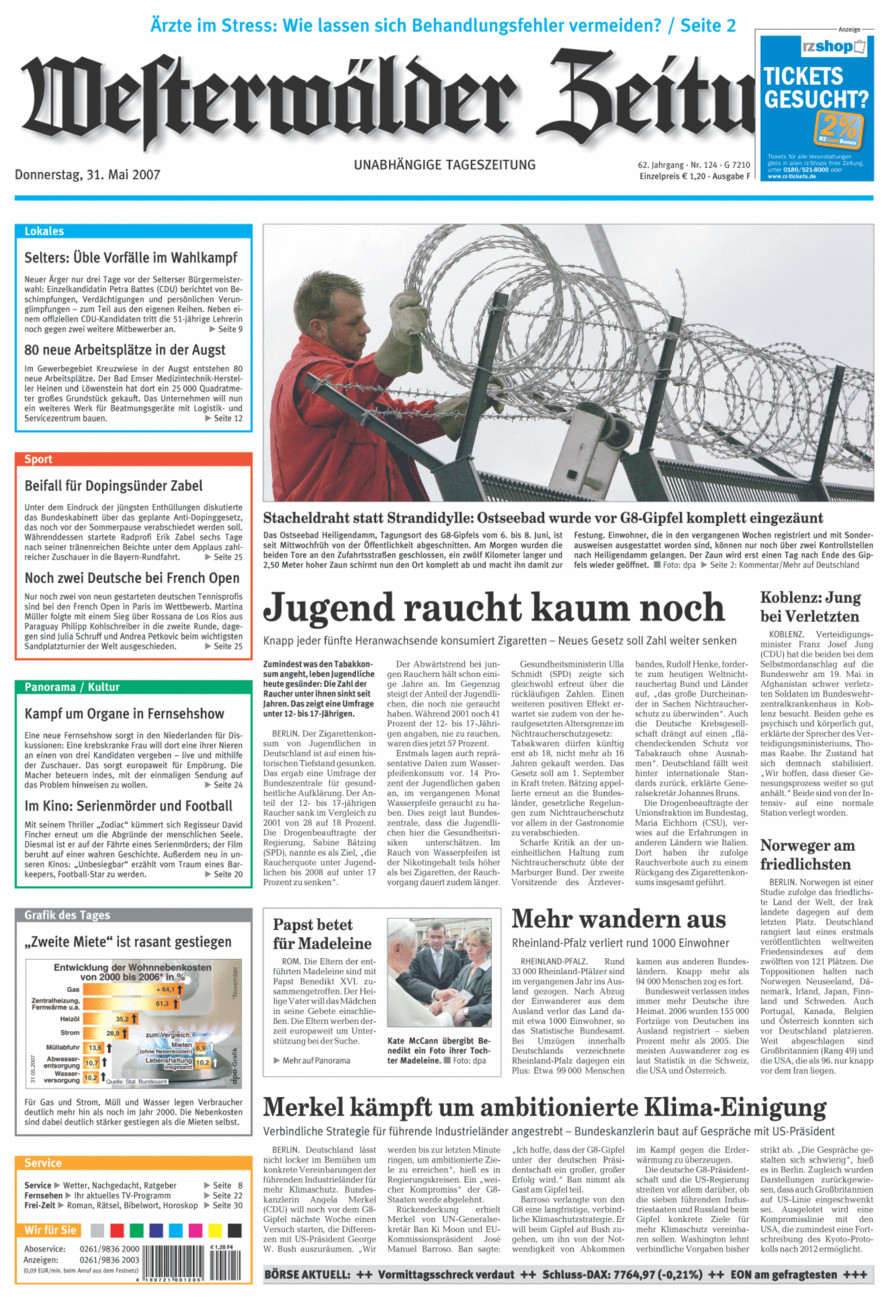 Westerwälder Zeitung vom Donnerstag, 31.05.2007