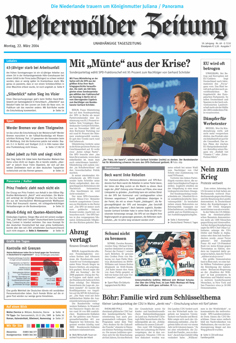 Westerwälder Zeitung vom Montag, 22.03.2004