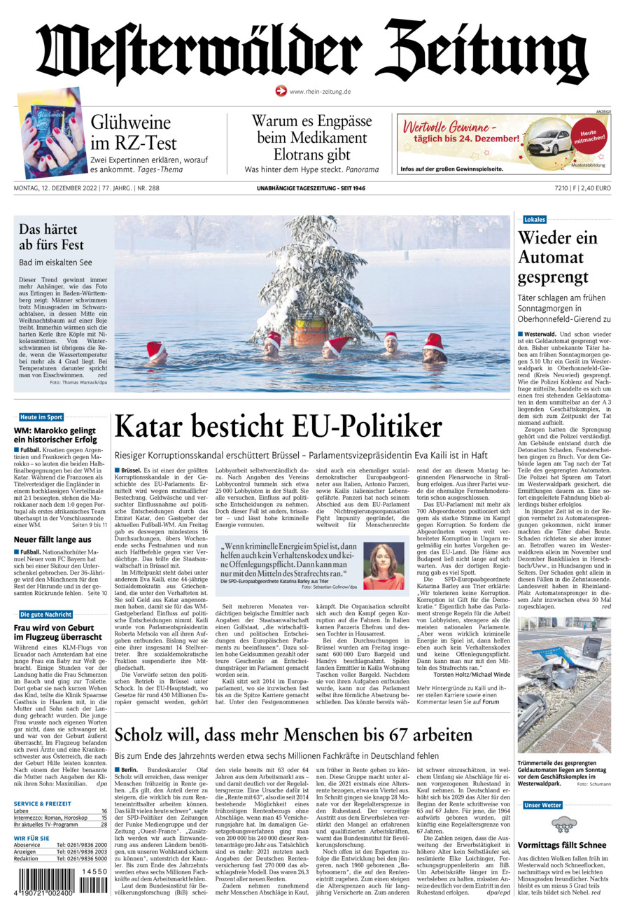 Westerwälder Zeitung vom Montag, 12.12.2022