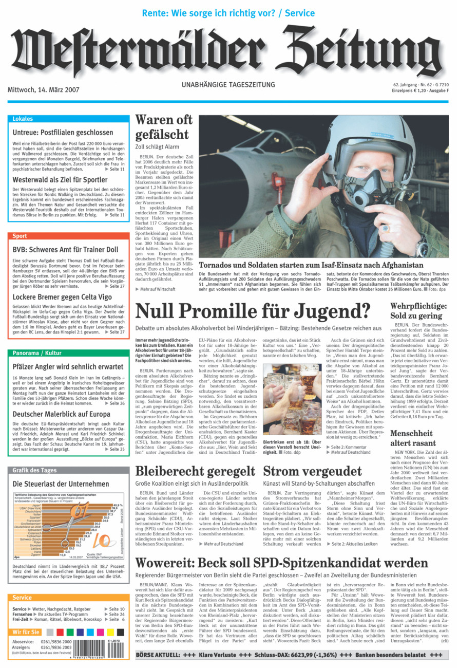 Westerwälder Zeitung vom Mittwoch, 14.03.2007