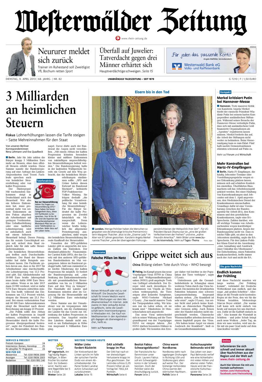 Westerwälder Zeitung vom Dienstag, 09.04.2013