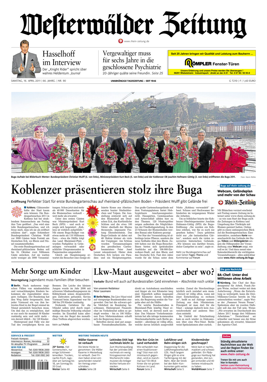 Westerwälder Zeitung vom Samstag, 16.04.2011
