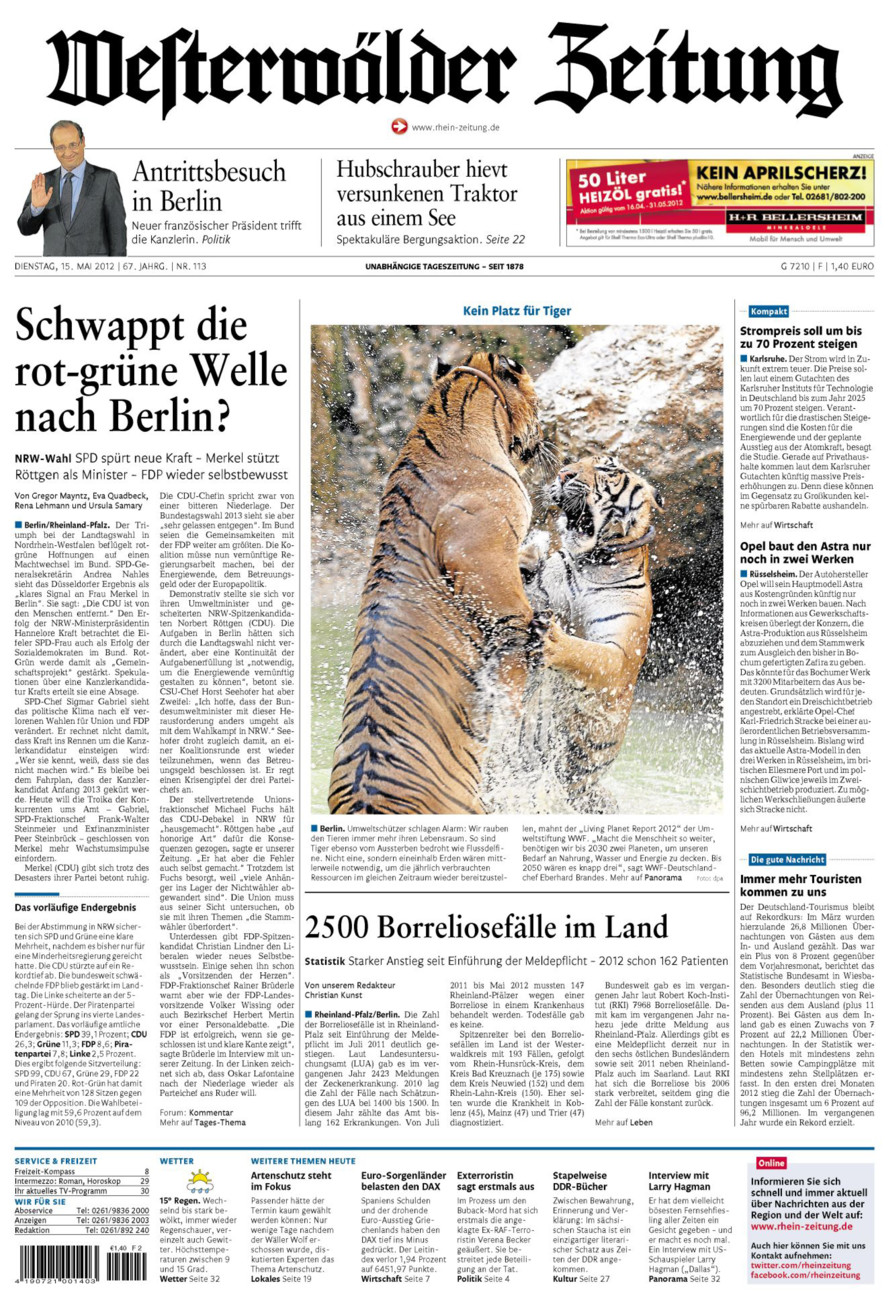 Westerwälder Zeitung vom Dienstag, 15.05.2012