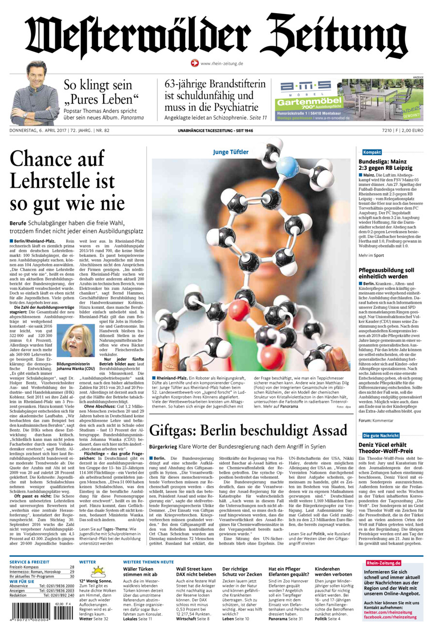 Westerwälder Zeitung vom Donnerstag, 06.04.2017