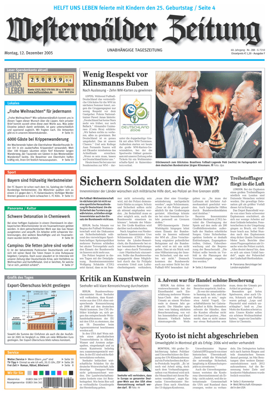 Westerwälder Zeitung vom Montag, 12.12.2005