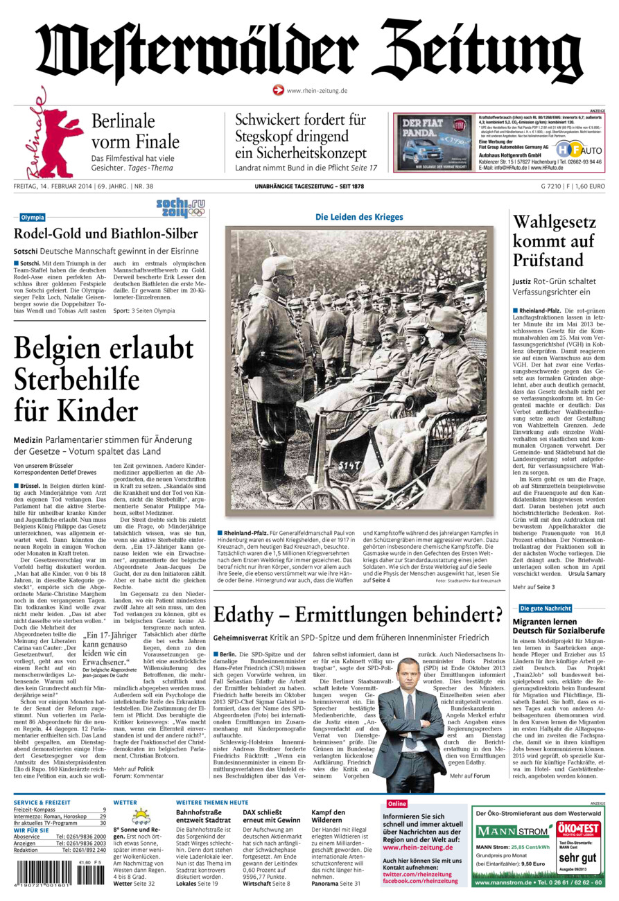 Westerwälder Zeitung vom Freitag, 14.02.2014